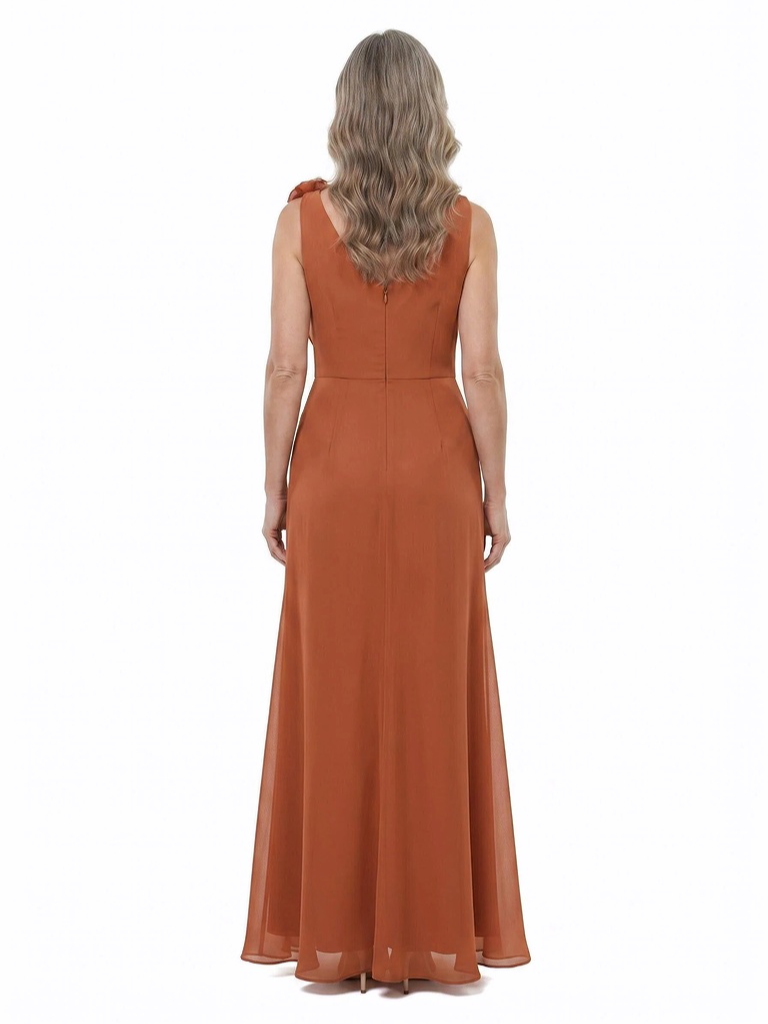 ChicSew V-Neck Sleeveless Floral Chiffon Floor Length Mermaid Mother of the Bride Dress