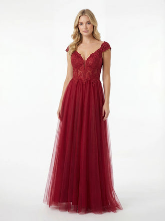 Modern Cap Sleeve  Lace Appliques Mermaid A-line Event Prom Dress