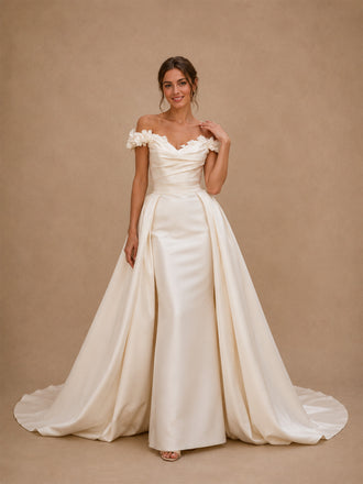 ChicSew Uinque Off The Shoulder Sleeveless Ruching Mermaid Long Wedding Dresses