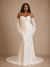 ChicSew Classy Elegant Sweetheart Satin Ruched Mermaid Long Wedding Dress