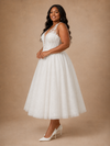 ChicSew Classy Halter Boning Glitter Tulle A-Line Ankle-Length Wedding Dress With Applique