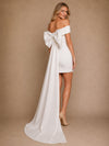 ChicSew Classy Off The Shoulder Crepe Sheath Bow Knot Mini Wedding Dresses