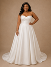 ChicSew Elegant Sweetheart Satin Boning A-Line Floor-Length Wedding Dress