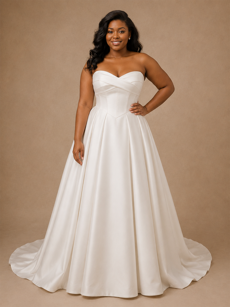 ChicSew Elegant Sweetheart Satin Boning A-Line Floor-Length Wedding Dress