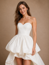 ChicSew Fancy Sweetheart Sleeveless Satin A-Line High-Low Wedding Dress