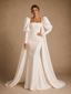 ChicSew Unique Square Long Sleeves Boning Satin Mermaid Floor-Length Wedding Dress