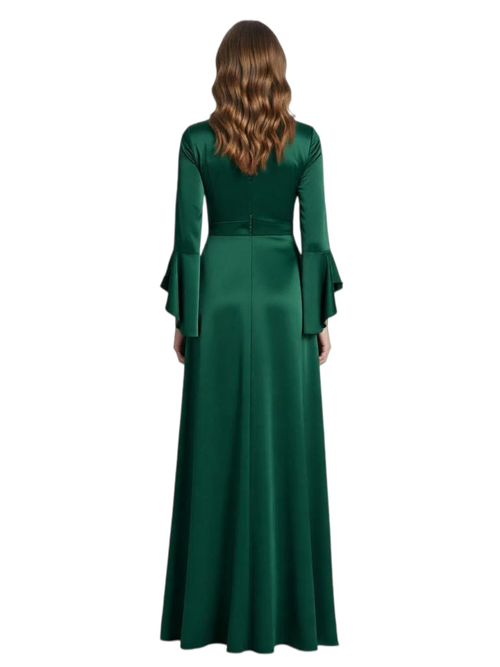 Elegant V-Neck Bell Long Sleeves Ruffles Mermaid Mother Of The Bride Dresses