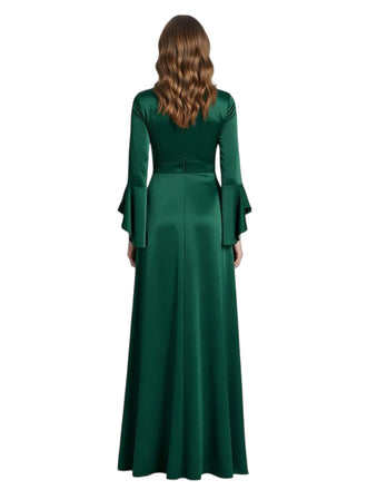 Elegant V-Neck Long Sleeves Ruffles Mermaid Mother Of The Bride Dresses