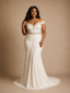 ChicSew Unique Off The Shoulder Lace Appliques Chiffon Long Mermaid Wedding Dress