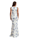 Elegant Spaghetti Straps Cowl Mermaid Long Satin Floral Formal Evening Dresses For Ladies