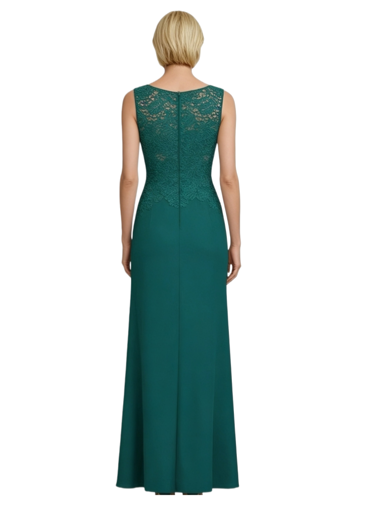 Elegant Scoop Sleeveless Ruffles Lace Chiffon Mermaid Mother of The Bride Dresses