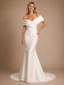 ChicSew Fancy Off The Shoulder V-Neck Ruching Mermaid Satin Long Wedding Dress