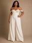 ChicSew Modern Off The Shoulder Boning Crepe Lace Appliques Long Wedding Jumpsuit