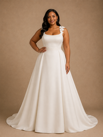 ChicSew Classy Scoop Sleeveless Crepe A-Line Maxi Long Wedding Dress
