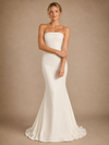 ChicSew Modern Strapless Sleeveless Boning Crepe Long Mermaid Wedding Dress