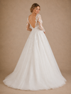 ChicSew Elegant V-Neck Long Sleeves Open Back A-Line Lace Tulle Wedding Dress