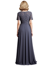 Elegant Short Sleeves Lace Chiffon A-Line Floor Length Women's Mother Of The Bride Dresses