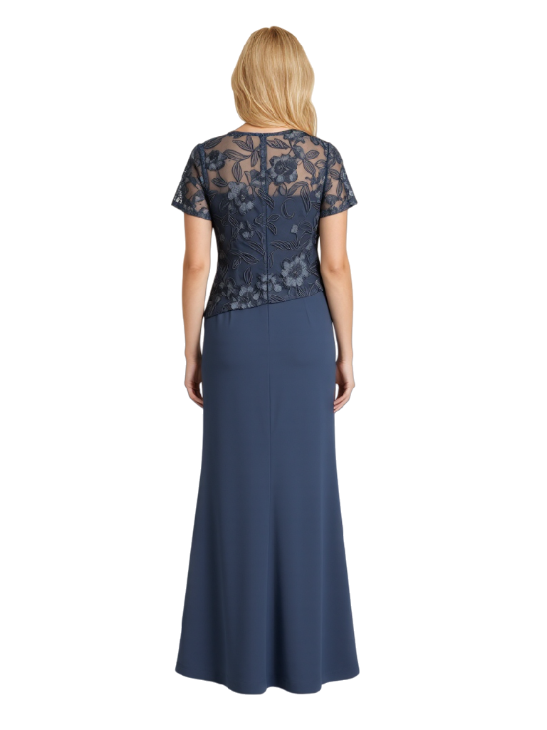 Elegant Short Sleeves Lace Chiffon A-line Mother of The Bride Dresses