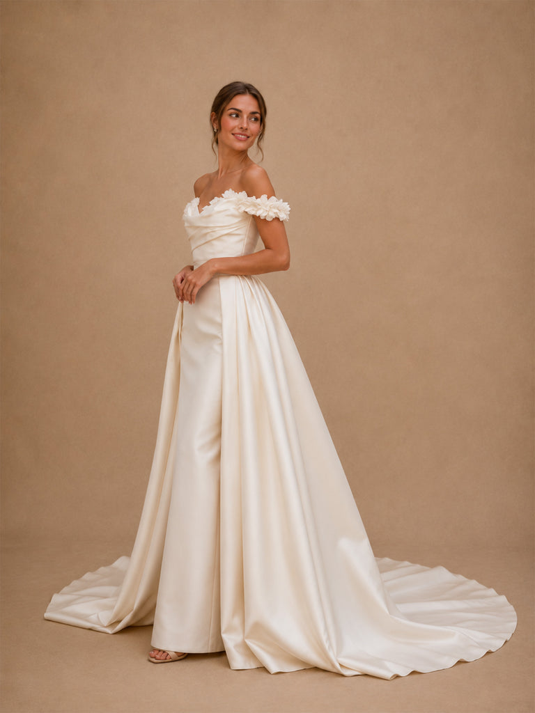 ChicSew Uinque Off The Shoulder Sleeveless Ruching Mermaid Long Wedding Dresses