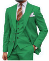 Green Classic 3 Piece Men's Suit with Regular Fit and Sophisticated Peak Lapel CN479