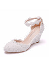 Pretty Women's Wedding Shoes Decorative Lace Wedding Heels Bridal Shoes, H99