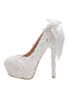 Elegant Women's Wedding Shoes Decorative Lace Wedding Heels Bridal Shoes With Beading, H97