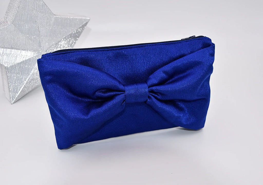 Satin zippered pouch with bow Evening Bag Fanny Pack Cell Phone Purse Small