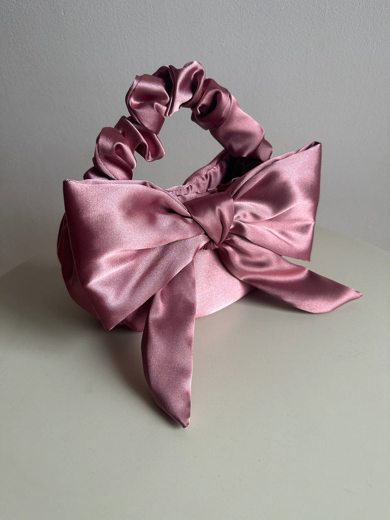 Satin Evening Clutch with Bow Cocktail Party Bag Elegant Satin Purse Wedding Bag Small Handmade Bag for Event