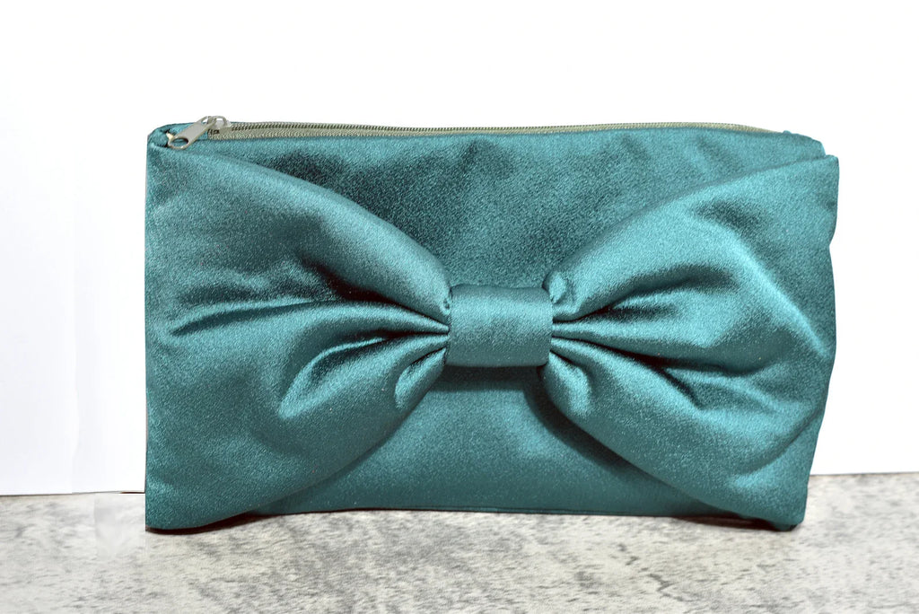 Satin zippered pouch with bow Evening Bag Fanny Pack Cell Phone Purse Small