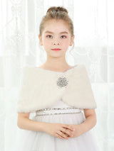 Girls Faux Fur Wrap Shawl Flower Kids Princess Cape Wedding Bridesmaid Bolero Shrug Christmas Party Costume Dress Up