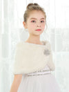 Girls Faux Fur Wrap Shawl Flower Kids Princess Cape Wedding Bridesmaid Bolero Shrug Christmas Party Costume Dress Up