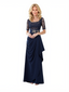 Elegant Half Sleeves Square Neck Chiffon A-Line Long Mother Of The Groom Dresses