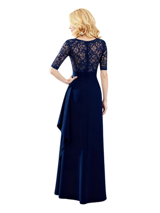 Elegant Half Sleeves Square Neck Chiffon A-Line Long Mother Of The Groom Dresses