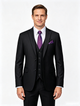 Classic 1 Piece Black Men's Suit with Regular Fit and Sophisticated Peak Lapel