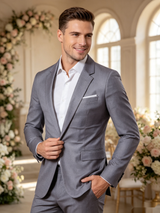Classic 1 Piece Light Grey Men's Suit with Regular Fit and Sophisticated Peak Lapel