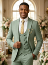 Classic 2 Piece Sage Men's Suit with Regular Fit and Sophisticated Peak Lapel