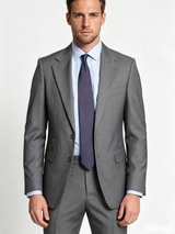 Classic 2 Piece Grey Men's Suit with Regular Fit and Sophisticated Peak Lapel