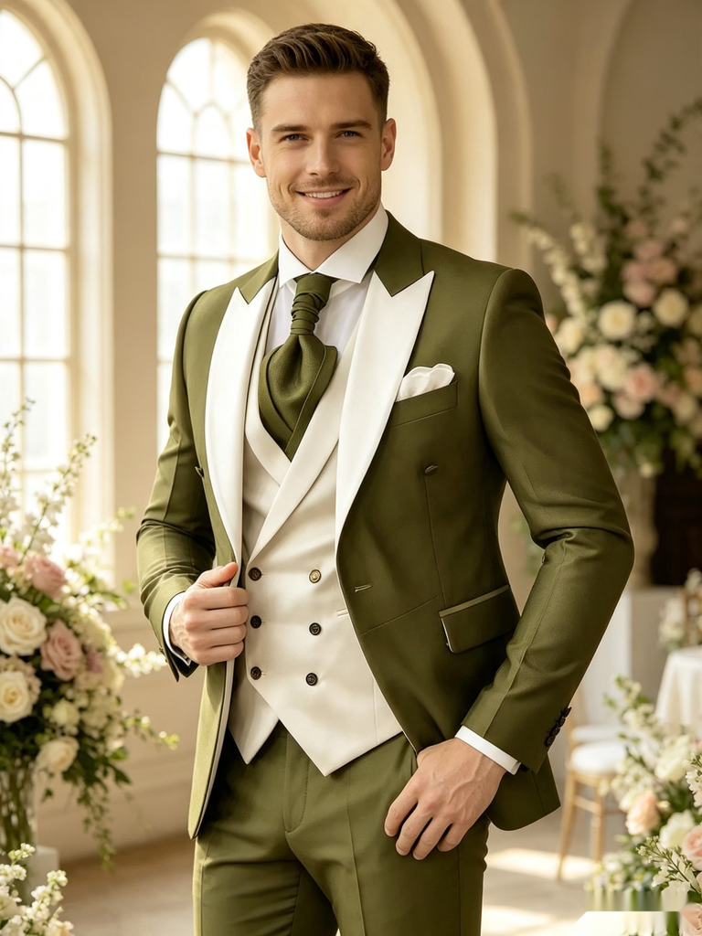 Color Blocking 1 Piece Men's Suit with Regular Fit and Sophisticated Peak Lapel