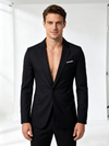 Classic 2 Piece Black Men's Suit with Regular Fit and Sophisticated Peak Lapel