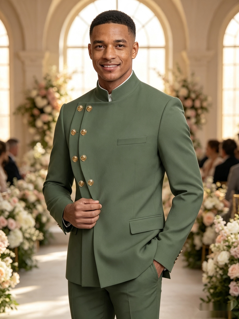 Classic 2 Piece Men's Suit with Regular Fit and Sophisticated Peak Lapel