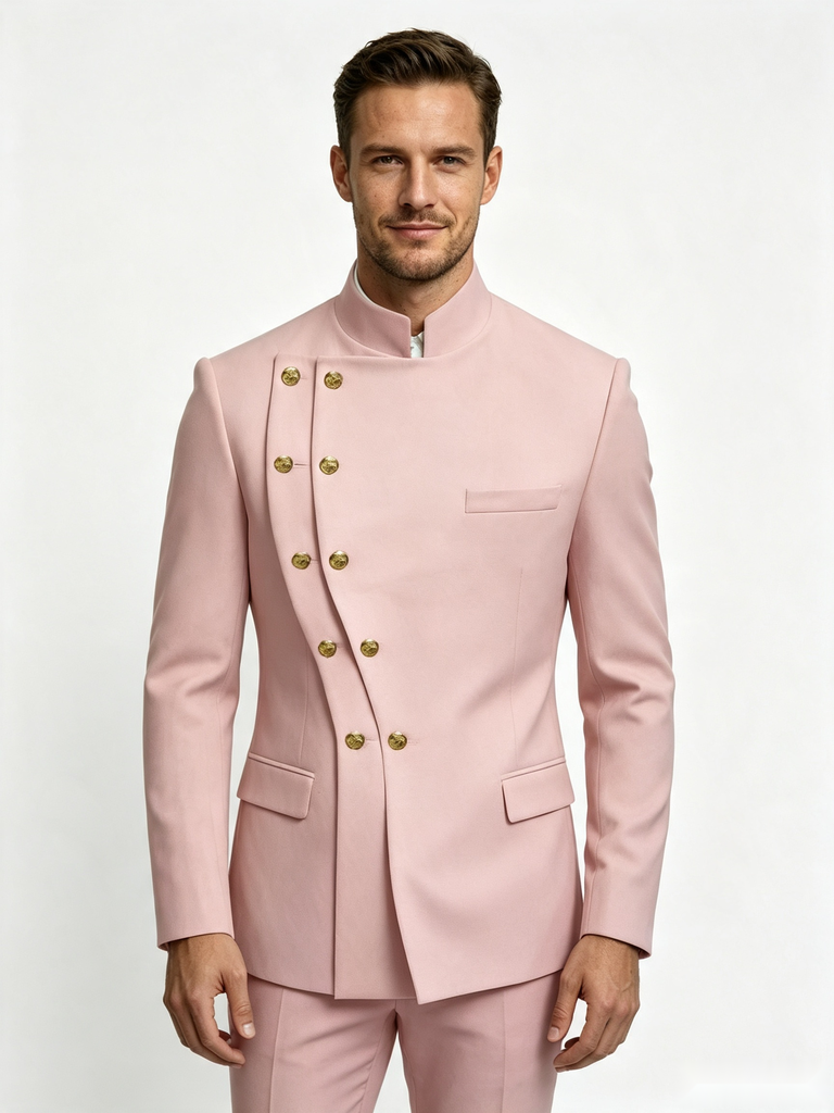 Classic 1 Piece Pink Men's Suit with Regular Fit and Sophisticated Peak Lapel