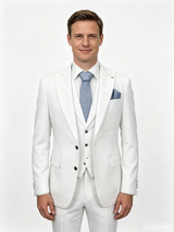 Classic 2 Piece White Men's Suit with Regular Fit and Sophisticated Peak Lapel