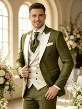Color Blocking 2 Piece Men's Suit with Regular Fit and Sophisticated Peak Lapel
