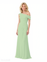 Elegant Asymmetric A-Line Ruched Chiffon Long Mother Of The Bride Groom Dresses