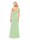 Elegant Asymmetric A-Line Ruched Chiffon Long Mother Of The Bride Groom Dresses