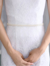 Simple Elegant Pearl Brides Sash For Wedding,S34