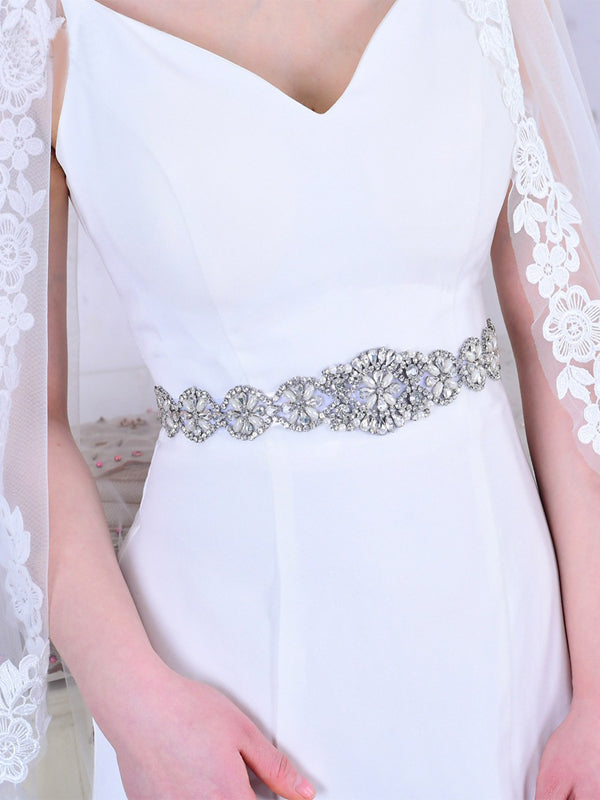 beaded sashes for dresses Strapless Beaded Sashes For Wedding Gowns Illusion A Line Sweetheart Strapless Ruffles Beaded Belt Wedding Dresses,