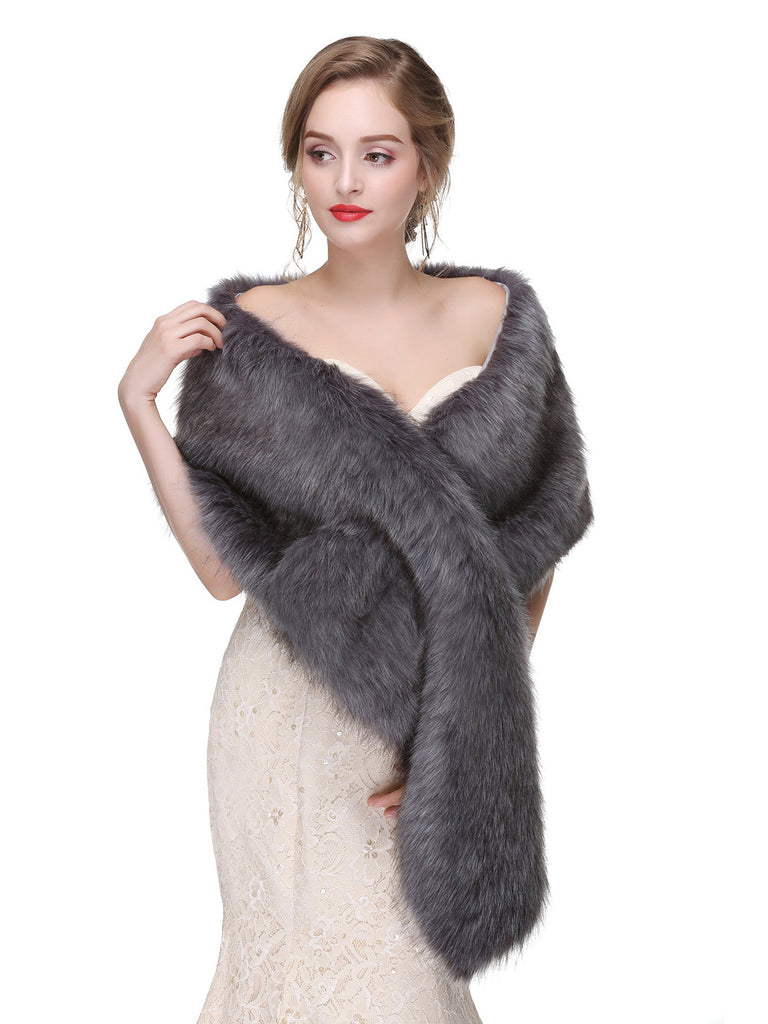 Women's Large Faux Fur Stole Bridal Winter Fur Wraps and Shawls Wedding Faux Mink Shrug for Bridesmaids