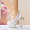 Women's Wedding Shoes Decorative White Pearl Wedding Heels Bridal Shoes, H87