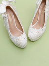 Elegant Women's Wedding Shoes Decorative Lace Wedding Heels Bridal Shoes With Beading, H97